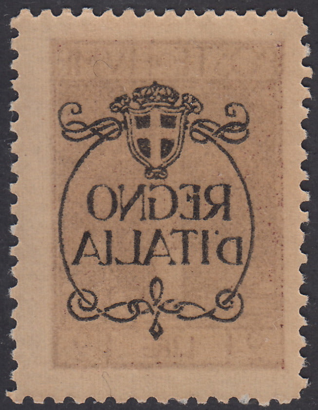 V699 - 1924 - San Vito e Soggetti vari, emissione soprastampata "REGNO D'ITALIA", L. 2 bruno violetto con decalco della soprastampa nuovo con gomma integra (211p)