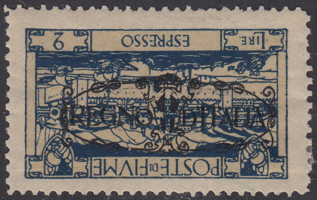 V700 - 1924 - San Vito e Soggetti vari, espresso soprastampato "REGNO D'ITALIA", L. 2 azzurro con soprastampa capovolta nuovo con gomma originale (E10e)