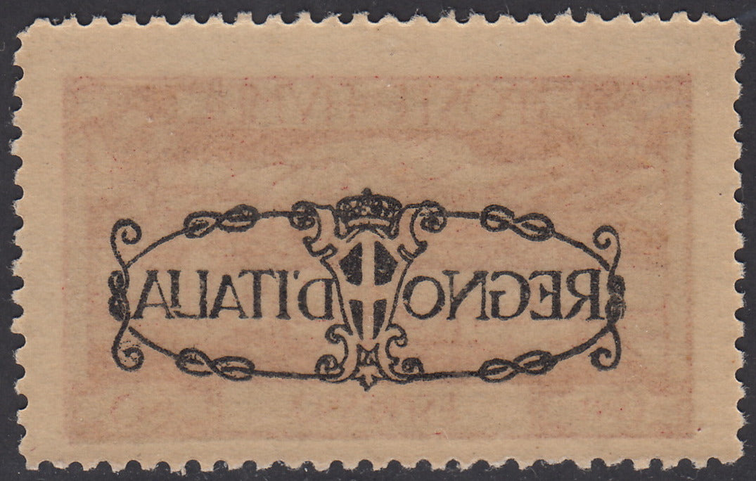 V701 - 1924 - San Vito e Soggetti vari, espresso soprastampato "REGNO D'ITALIA", c. 60 carminio con decalco della soprastampa nuovo con gomma integra (E9p)