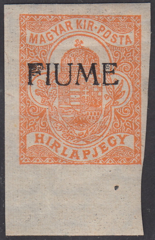 V715 - 1918 - Giornali d'Ungheria (2 filler) arancio con soprastampa a macchina e decalco nuovo con gomma (1i)