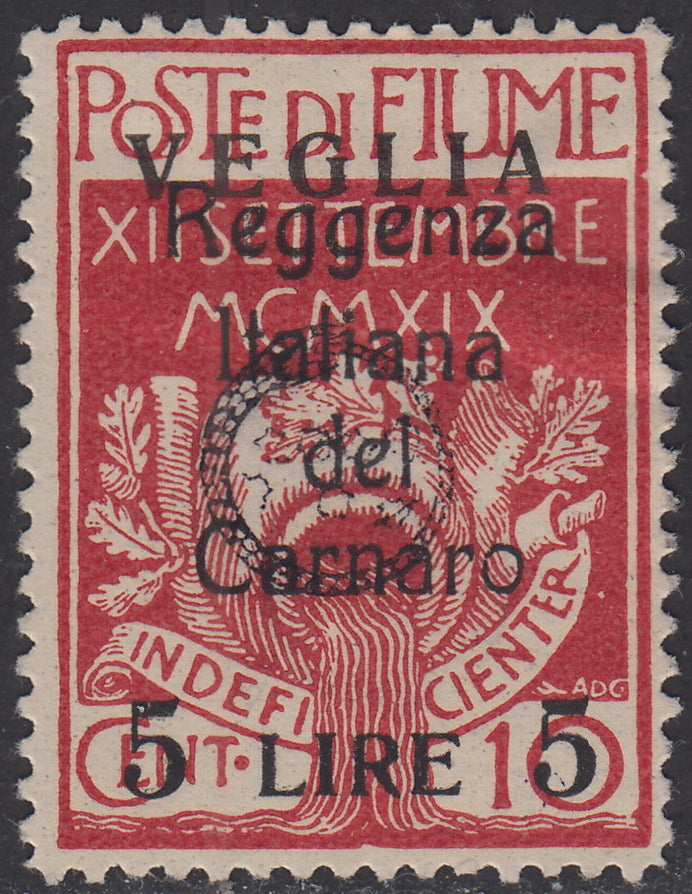 ARBE4 - Legionaries of Fiume overprinted VEGLIA in large characters, complete set of four new stamps with original rubber (1/4).