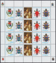 VAT27 - 1997 - Centenario della nascita di Papa Paolo VI, foglietto di 4 francobolli e 16 appendici differenti nuovo gomma integra (F24)