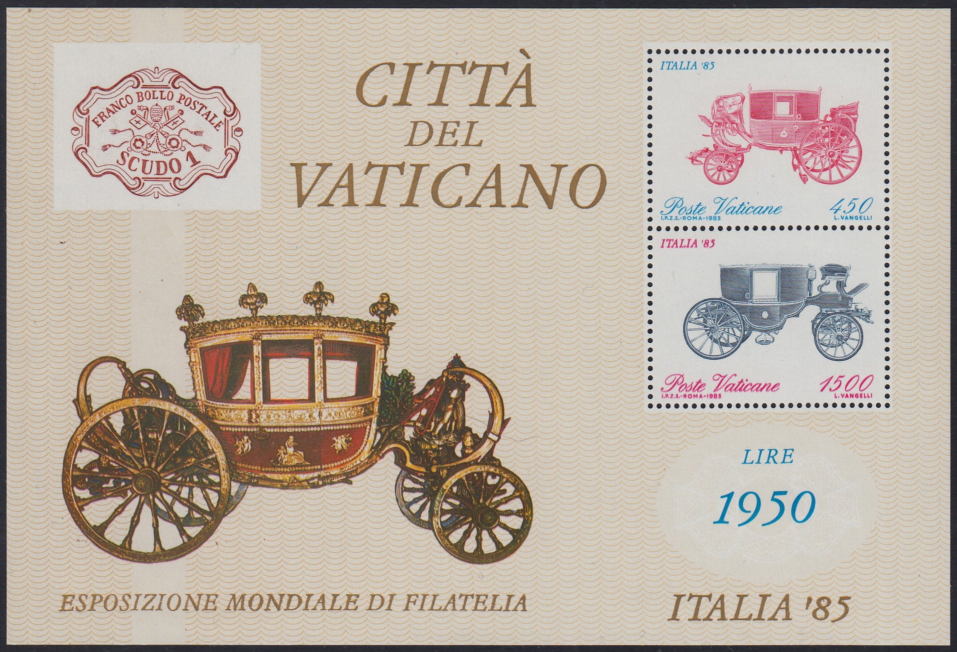 VAT43 - 1985 - Italia '85, foglietto di due valori per complessive L. 1950 nuovo gomma integra (8)