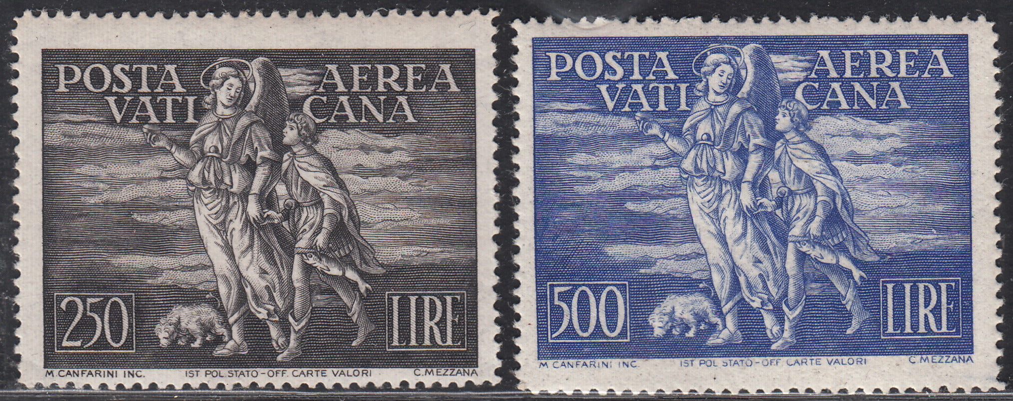 Vat5 - 1948 - Posta Aerea, "Arcangelo e Tobiolo" serie completa nuova con gomma integra (A16/17)
