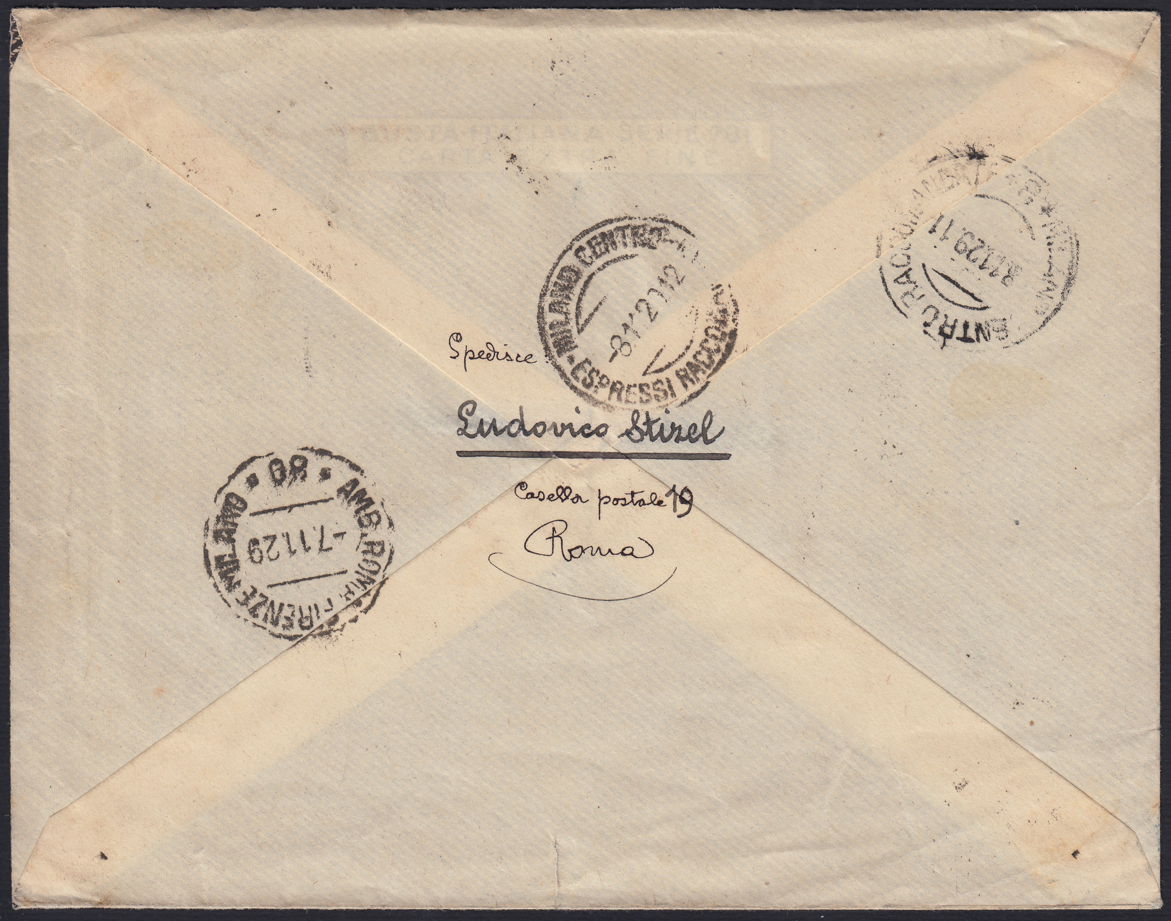 VAT65 - 1929 - Conciliazione, serie completa di 15 valori usata su lettera da Cittì de Vaticano per Milano 7/11/29 (1/13 + E1, E2)