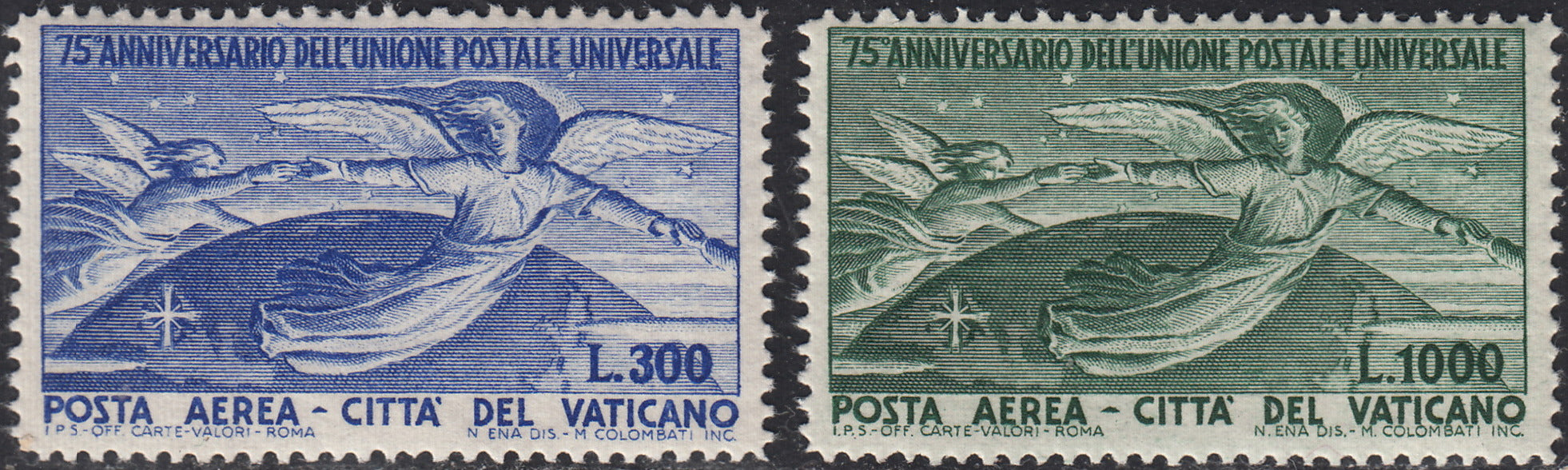 Vat7 - 1949 - Posta Aerea, 75° anniversario dell'UPU, serie di 2 valori nuovi gomma integra (18,19)