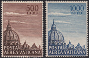 Vat8 - 1953- Posta Aerea, Cupola della Basilica di S. Pietro, serie di 2 valori nuovi gomma integra (22, 23)