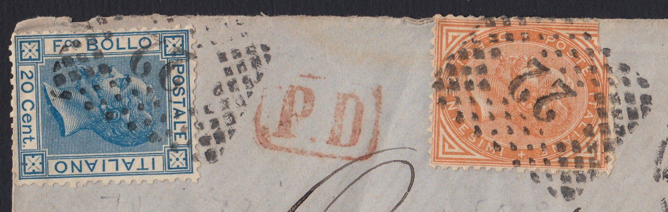 CG46 - 1879 - Issue De La Rue Turin edition c. 30 dark brown on letter from Camogli to Costantiopoli 11/8/78 (T19)