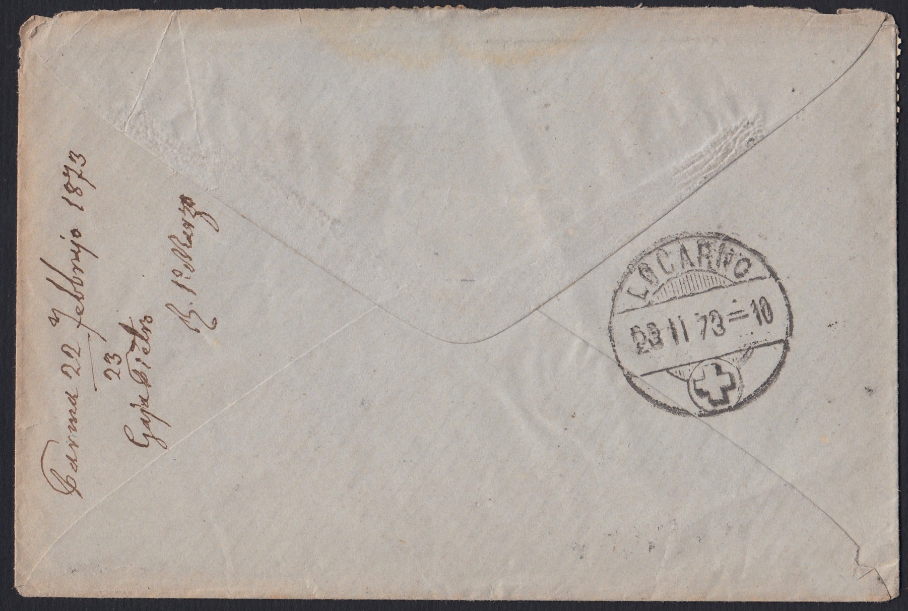 CG46 - 1879 - Issue De La Rue Turin edition c. 30 dark brown on letter from Camogli to Costantiopoli 11/8/78 (T19)