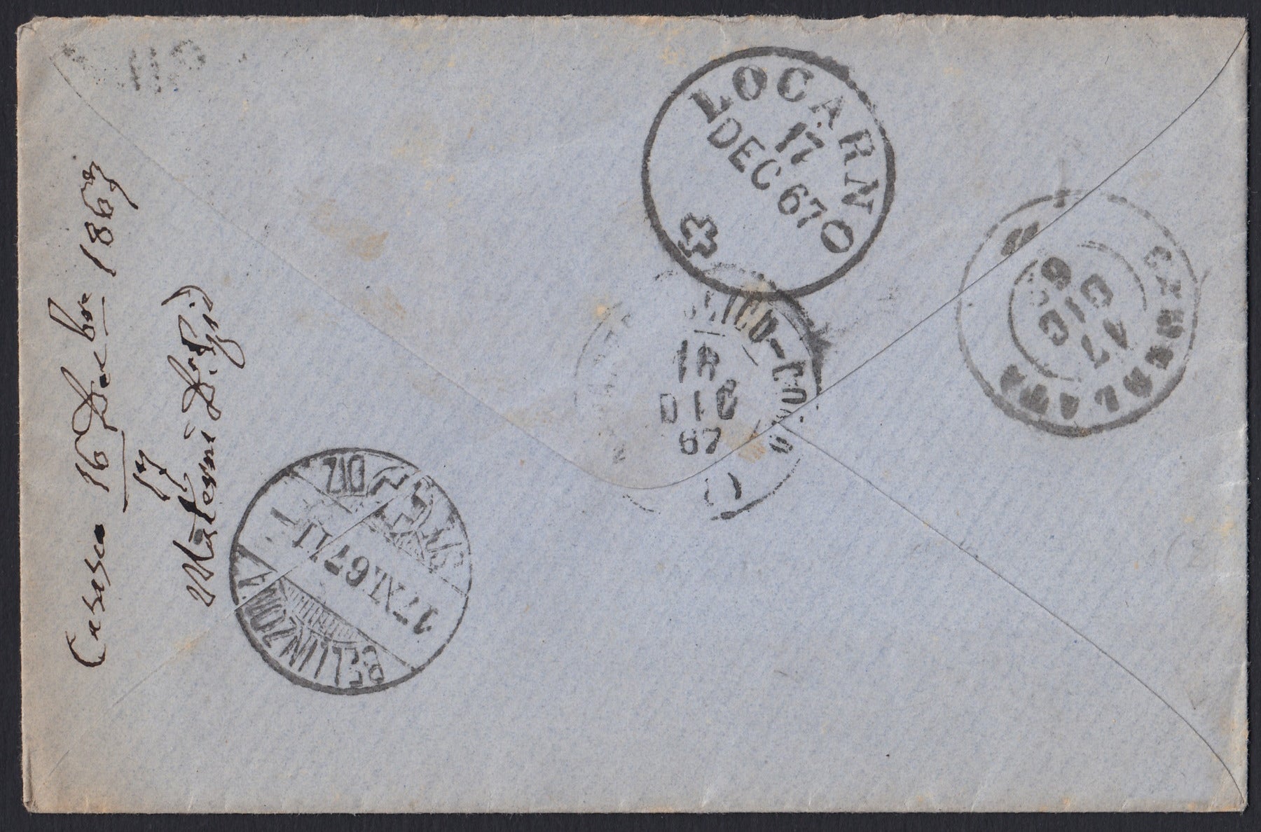 CG46 - 1879 - Issue De La Rue Turin edition c. 30 dark brown on letter from Camogli to Costantiopoli 11/8/78 (T19)