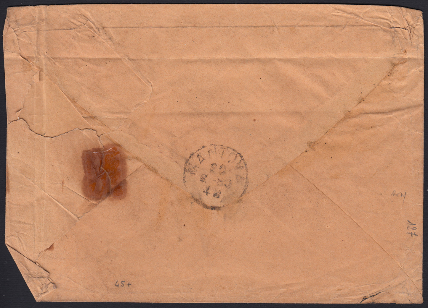 155 - 1859 - IV issue, Letter sent from Turin to Cuorgnè 6/7/59 franked with c. 40 vermilion brick edition 1859 (16Ba)