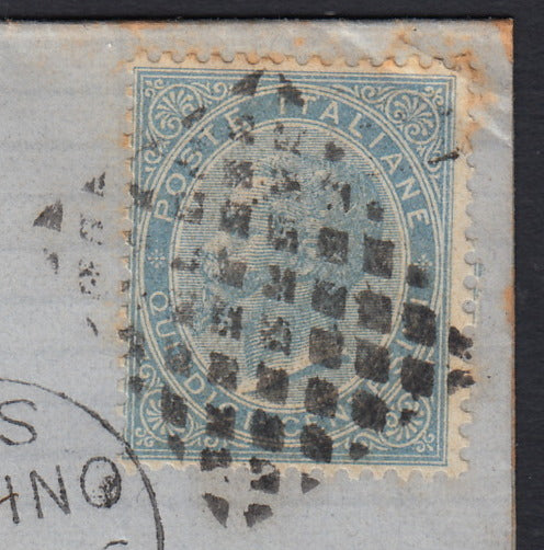 VEII299 - 1864 - De La Rue edición de Londres c. 15 celeste usado con sordina de diamante impreso en Turín 26/4/64 sobre carta para Brescia (L18)