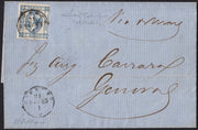 VEII_317 - 1863 - Lettera da Firenze per Genova 21/2/63 affrancata con c. 15 azzurro litografico provvisorio del I tipo (12)