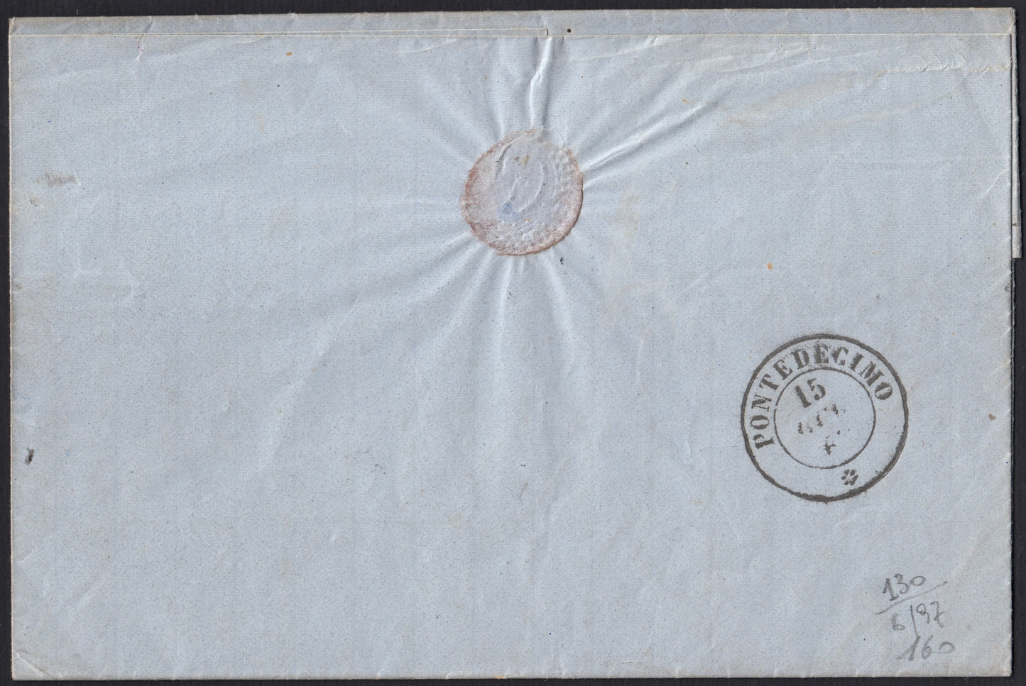 VEII_318 - 1863 - Lettera spedita da Novi per Pontedecimo 14/7/63 affrancata con c. 15 azzurro Litorafico del II tipo (13)