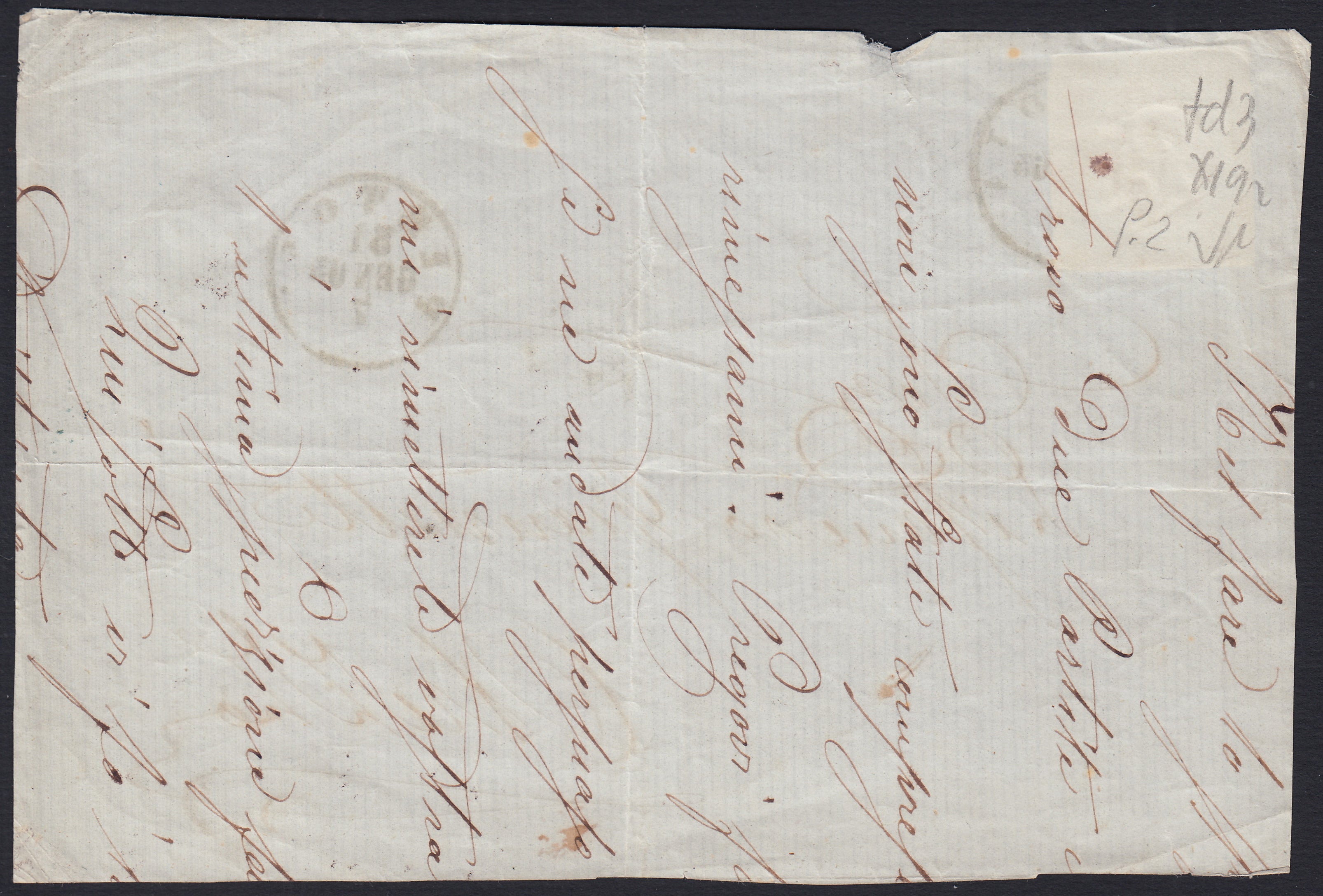 VEII325 - 1863 - Frontespizio di lettera spedito da Pistoia per Arezzo 31/1/63 affrancato con c. 15 azzurro verdastro tipo sardegna (11ha)