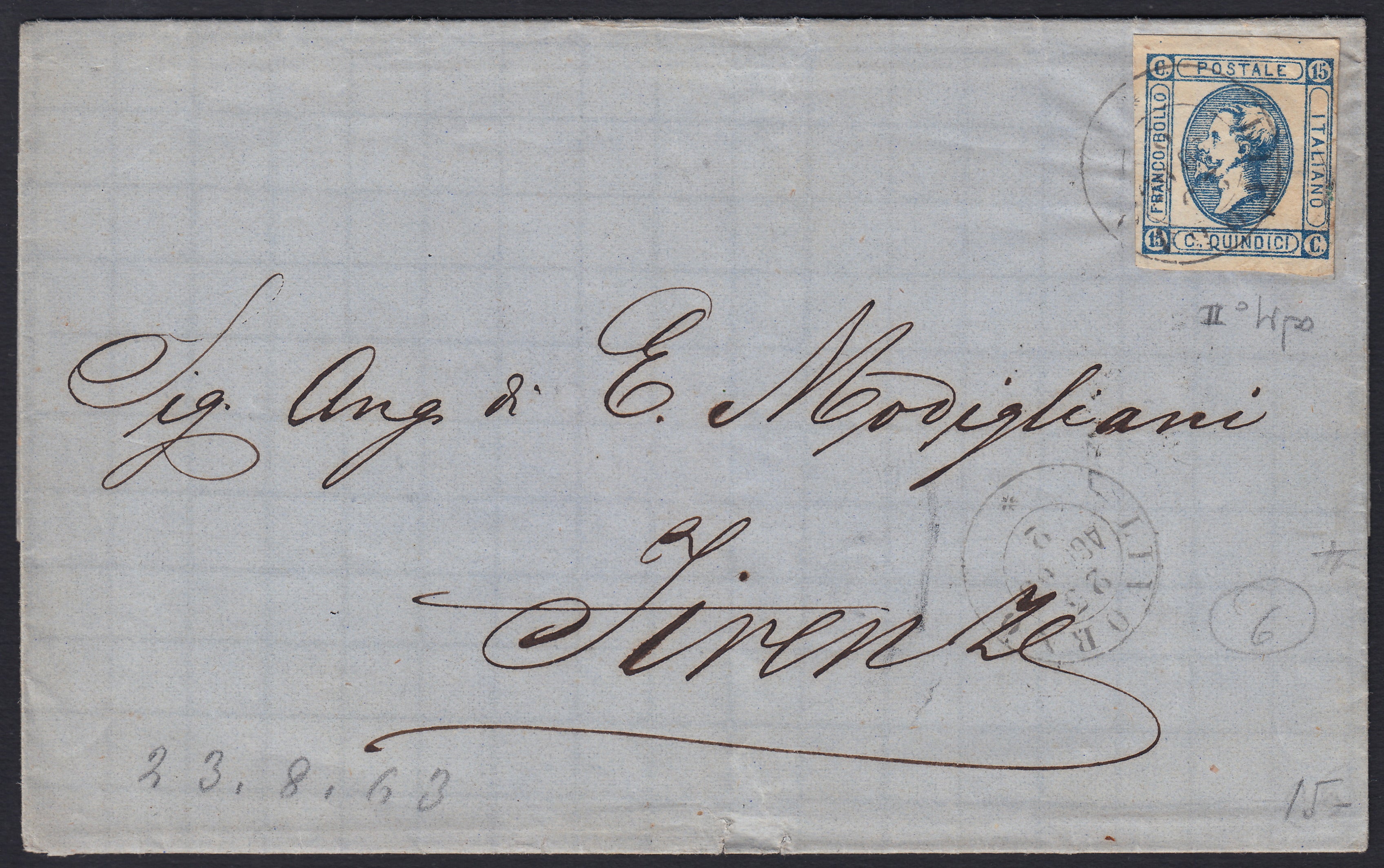 1862 - Effigy of Vittorio Emanuele II facing right, c. 80 dark orange yellow comb-pierced, used (4b)