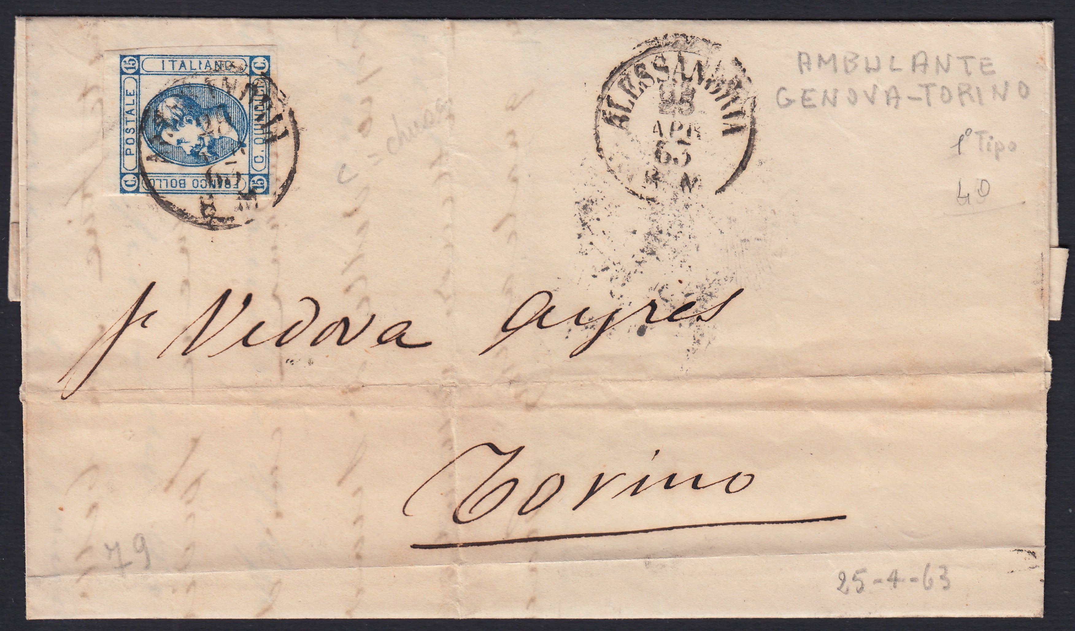 1862 - Effigy of Vittorio Emanuele II facing right, c. 80 dark orange yellow comb-pierced, used (4b)