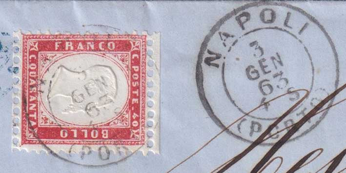 1862 - Efigie de Vittorio Emanuele II mirando hacia la derecha, c. 80 amarillo anaranjado oscuro perforado con peine, usado (4b)