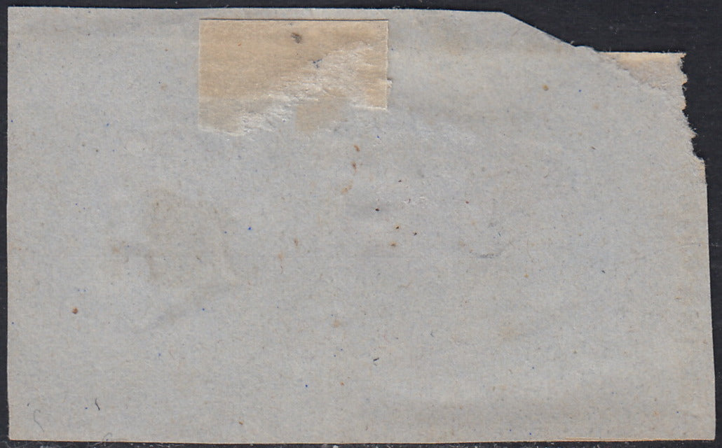 VEII86 - 1863 - Regno I emissione c. 10 ocra arancio+ Sardegna c. 5 verde scuro usati su frammento PALERMO 15/1/62 (13D + 1h)