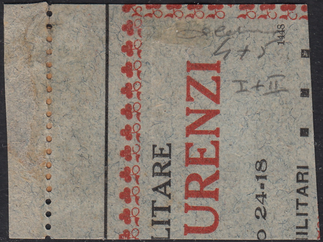 VEIII_71 - 1921/23 - Emissioni BLP, Michetti c. 40 bruno soprastampa Litografica del I tipo + c. 10 rosa soprastampa litografica del II tipo usati su frammento (4 + 5)