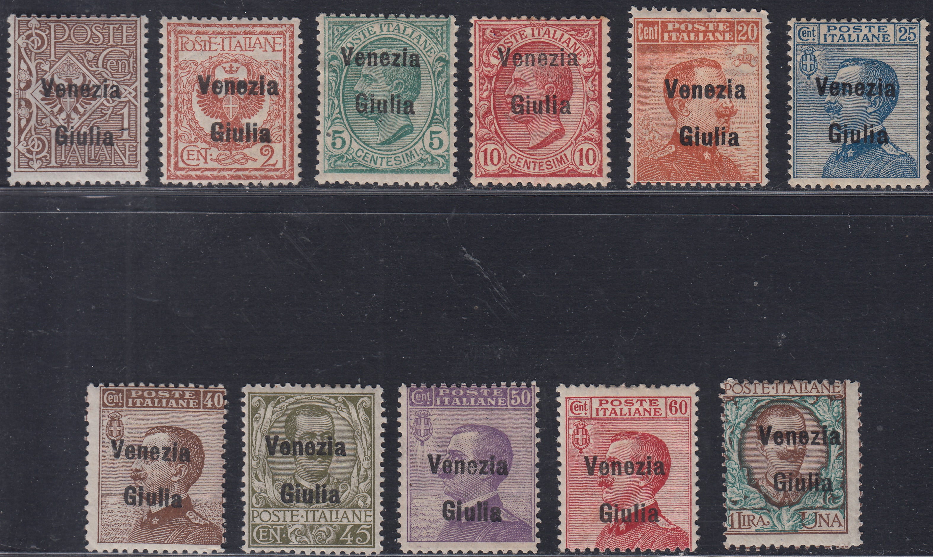 VG23 - 1918/19 - Francobolli d'Italia soprastampati, "VENEZIA GIULIA", serie completa di 11 valori nuova gomma originale (19/29)