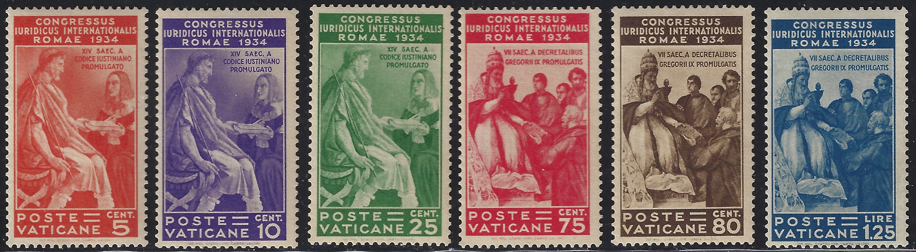 Vat13 - 1935 - Congresso Giuridico Internazionale, serie di sei valori nuova con gomma integra (41/46)