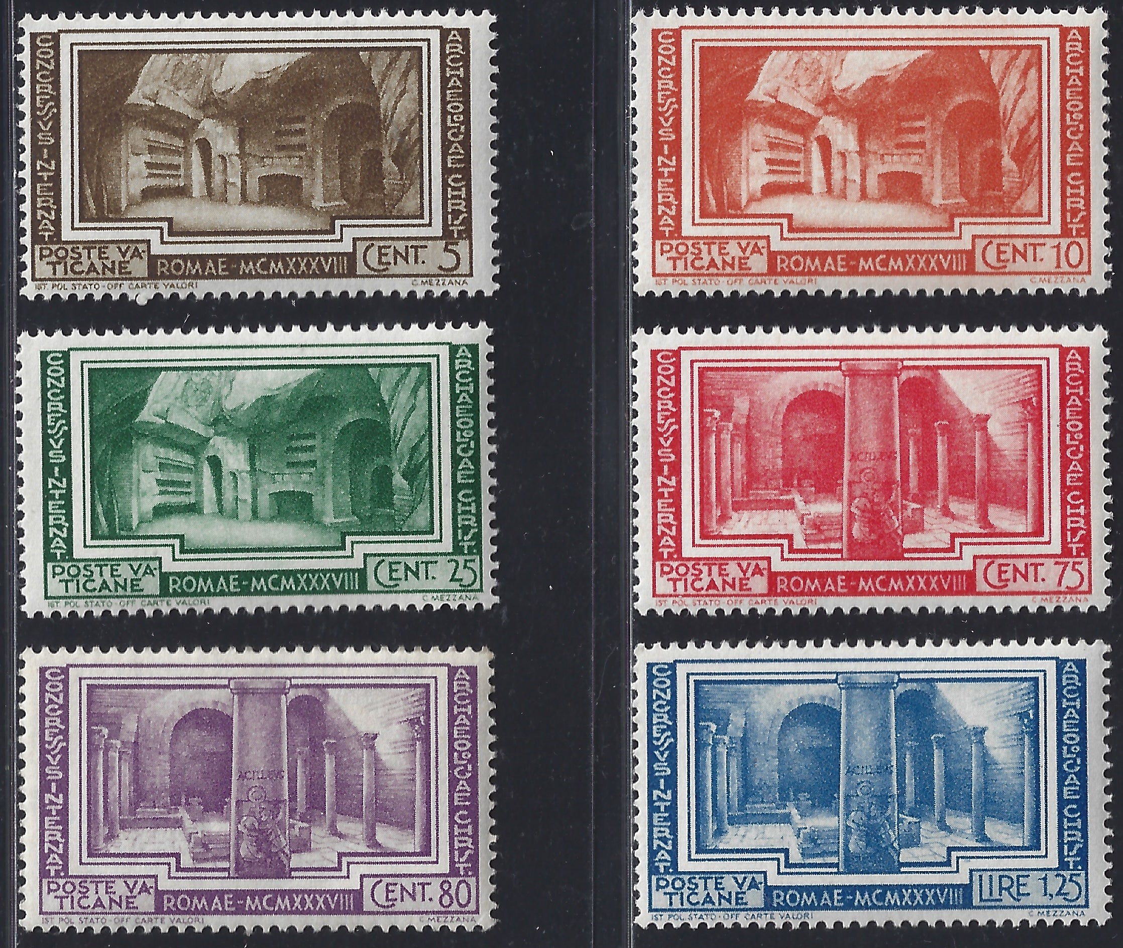 Vat17 - 1938 - 4° congresso internazionale di Archeologia Cristiana, serie di sei valori nuova con gomma integra (55/60)