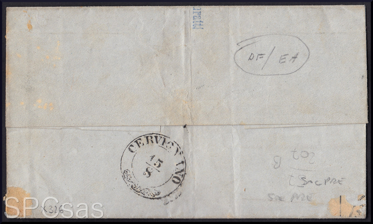MODSP_100 - 1852 Brief von Modena nach Mailand 5/8/52 frankiert mit 40 c. hellblau, I. Auflage, einzeln (5)