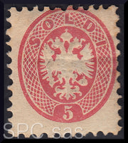 Y229 - 1864 - V emissione s. 5 rosa dentellatura 9 1/2 nuovo con gomma (43)