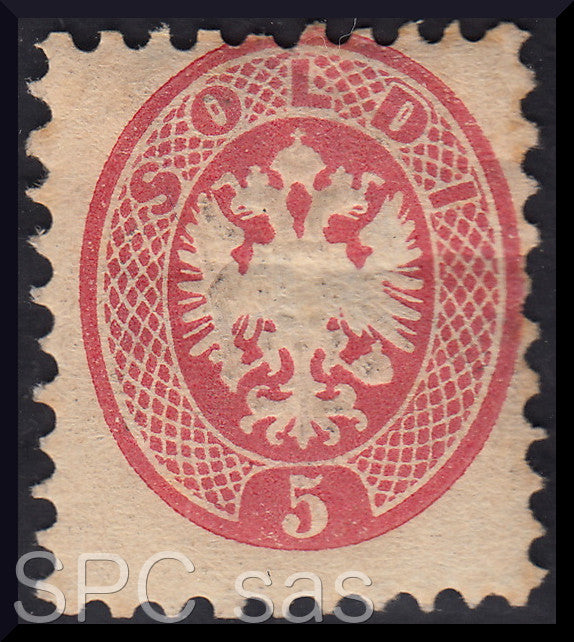 Y229 - 1864 - V emissione s. 5 rosa dentellatura 9 1/2 nuovo con gomma (43)