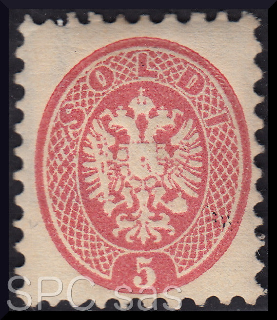 Y230 - 1864 - V emissione s. 5 rosa dentellatura 9 1/2 nuovo con gomma (43)