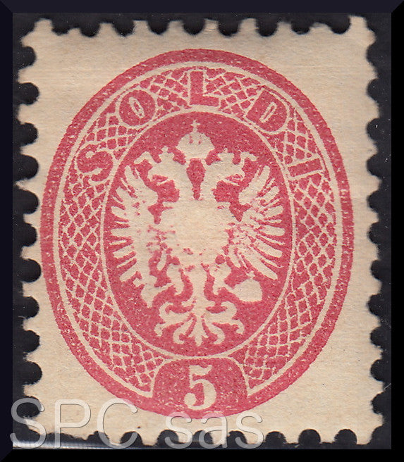 Y231 - 1864 - V emissione s. 5 rosa dentellatura 9 1/2 nuovo con gomma (43)