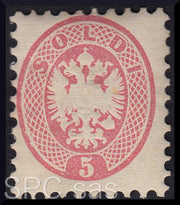 Y232 - 1864 - V emissione s. 5 rosa dentellatura 9 1/2 nuovo con gomma (43)