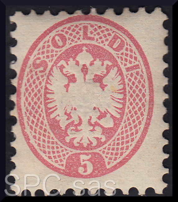 Y232 - 1864 - V emissione s. 5 rosa dentellatura 9 1/2 nuovo con gomma (43)
