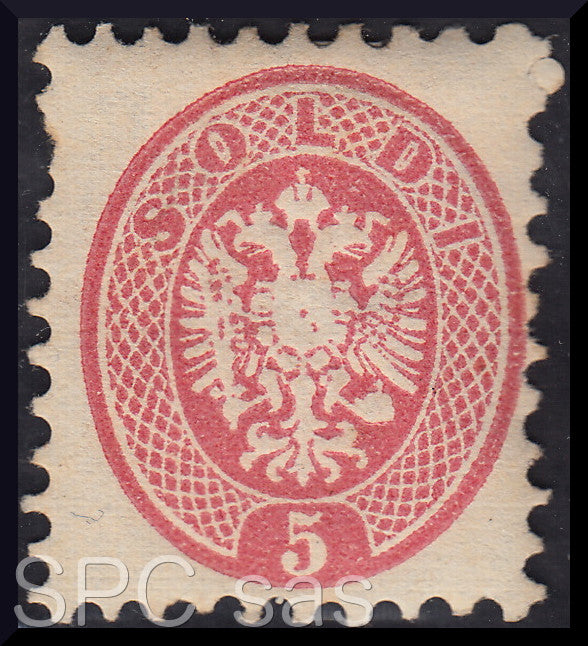 Y234 - 1864 - V emissione s. 5 rosa dentellatura 9 1/2 nuovo con gomma (43)