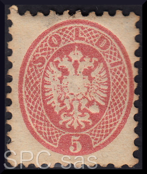 Y235 - 1864 - V emissione s. 5 rosa dentellatura 9 1/2 nuovo con gomma (43)