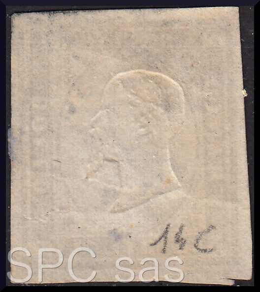 Y394 - 1861 - IV emissione c. 10 grigio olivastro I tavola usato (14C)