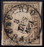 Y396 - 1861 - IV emissione c. 10 grigio olivastro I tavola usato (14C)