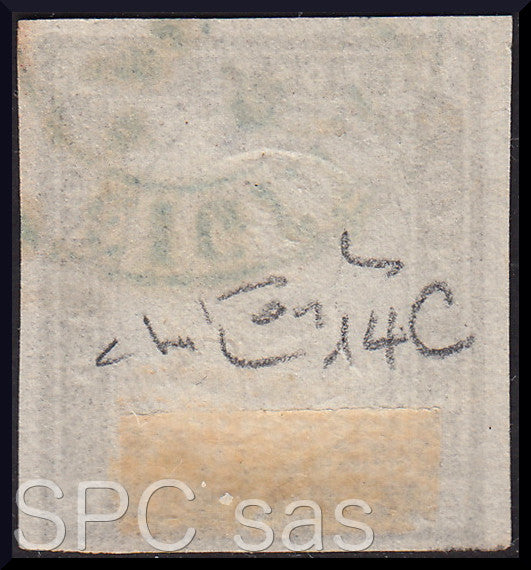 Y397 - 1861 - IV emissione c. 10 grigio olivastro I tavola usato (14C)