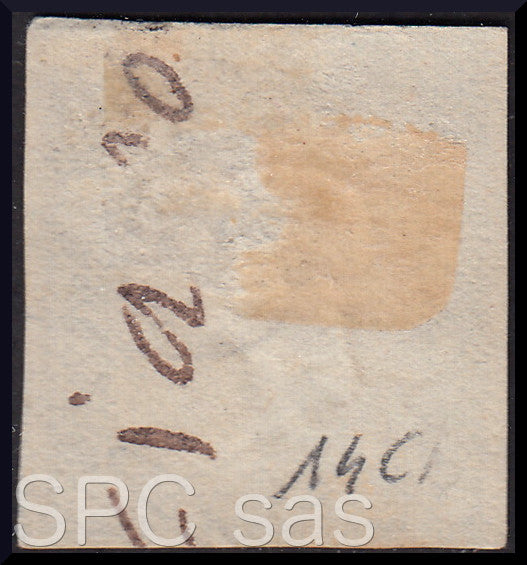 Y398 - 1861 - IV emissione c. 10 grigio olivastro I tavola usato (14C)