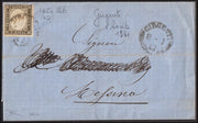 Y412 - 1861 - Lettera spedita da Sciacca per Messina 2/9/61 affrancata con c. 10 oliva grigio scurissimo I tavola (14Cb).