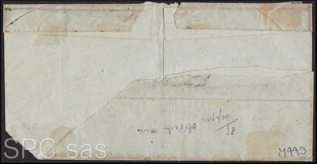 Y449 - 1861 - Gran parte di lettera spedita da SIENA per Livorno 25/2/61 affrancata con c. 10 grigio bistro scuro I tavola (14Cf).