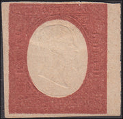 YY109 - 1877 - III emissione Imitazioni usigli con stampa a secco su carta media, rosso mattone su carta avorio nuovo non gommato.
