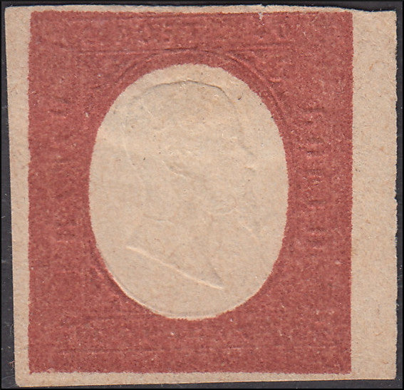 YY109 - 1877 - III emissione Imitazioni usigli con stampa a secco su carta media, rosso mattone su carta avorio nuovo non gommato.
