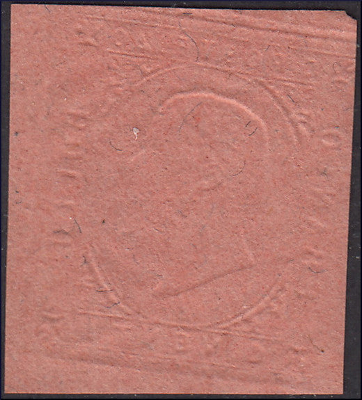 YY141 - 1877 - III emissione Imitazioni usigli con stampa a secco su carta media in colori di fantasia, giallo su carta rosacea nuovo non gommato.