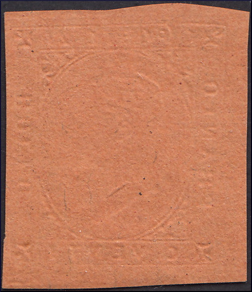 YY145 - 1877 - III emissione Imitazioni usigli con stampa a secco su carta media in colori di fantasia, verde reseda su carta rosacea nuovo non gommato.