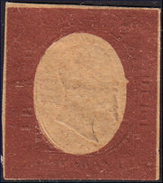 SARD261 - 1854 - III issue c. 20 gold, color proof of the II composition, new, not gummed (P37a)
