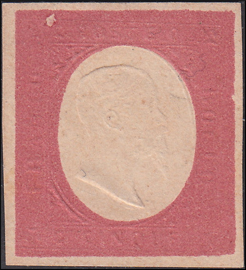 YY92 - 1877 - III emissione Imitazioni usigli con stampa a secco su carta media,rosso mattone su carta avorio nuovo non gommato.