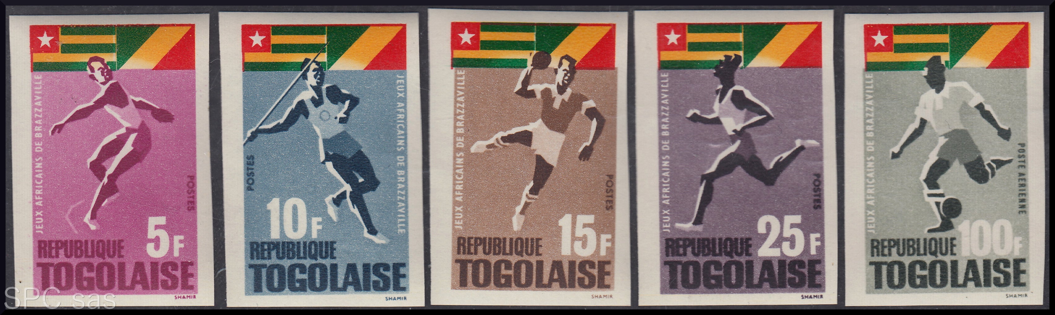 Z373 - TOGO - Sport olimpici, cinque valori nuovi con gomma integra.