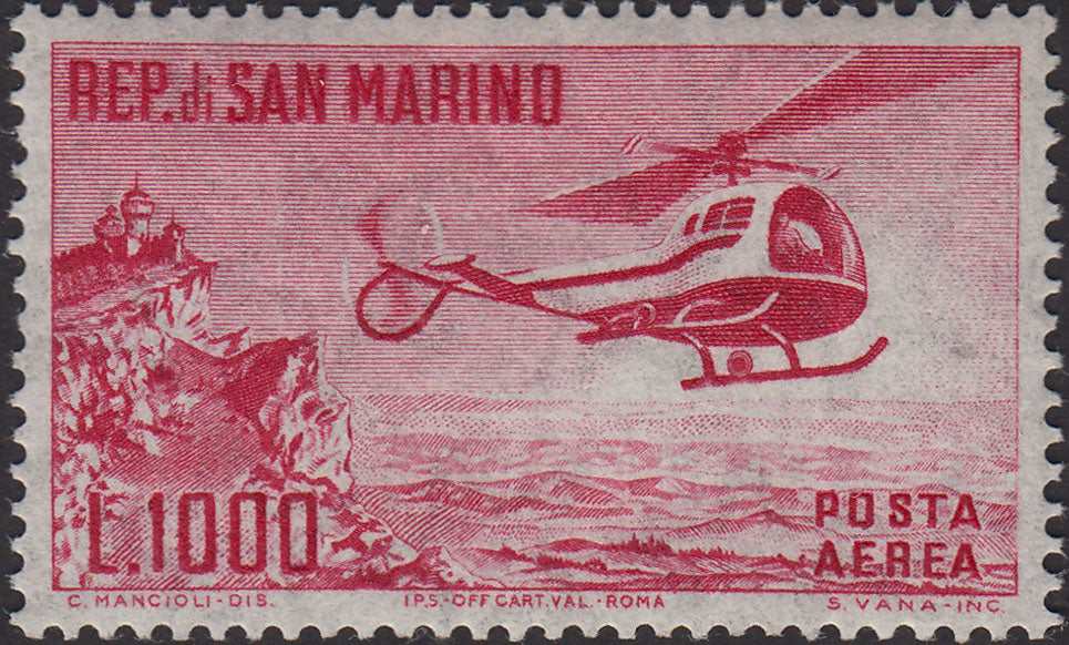 BM20_683 - 1961 - Airmail, Helicopter, 1000 lire red used (138).